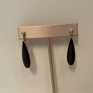 DESIGNER SH SIGNED EARRINGS STERLING SILVER 925 BLACK ONYX TEAR DROP PIERCED